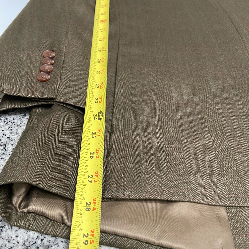 LAUREN RALPH LAUREN 100% Wool Herringbone Blazer Sport Coat Mens 44R Brown/Taupe - Picture 11 of 14